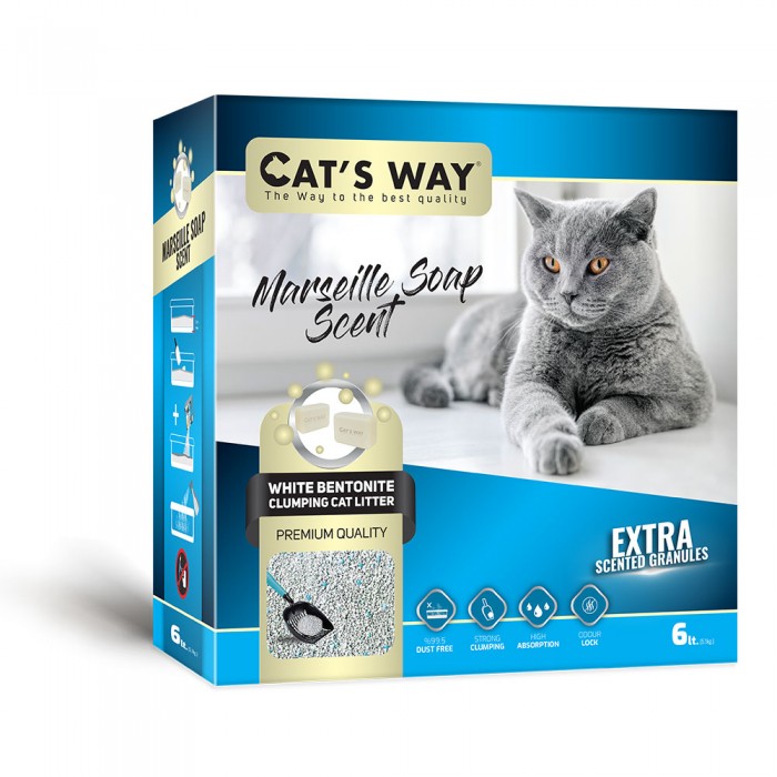 CAT'S WAY бентонитовый наполнитель для кошек с активированным углем 6 л