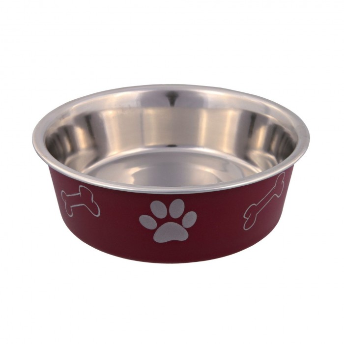 Trixie металическая миска на резине для собак с пластиковым покрытием 0,45 л/14 см