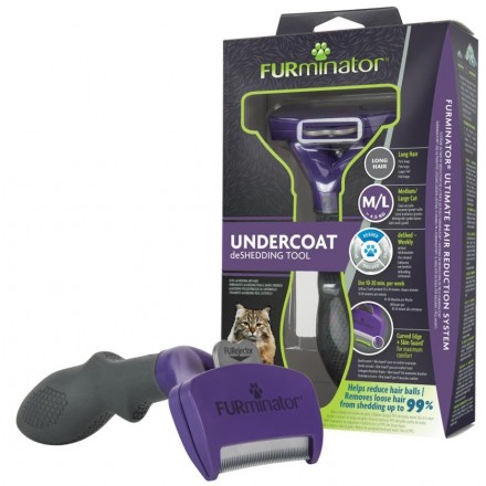 FURminator Long Hair фурминатор для кошек крупных пород с длинной шерстью размер M/L
