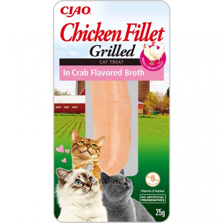 INABA Grilled лакомство для кошек с куриным филе на гриле в бульоне из краба 25 г
