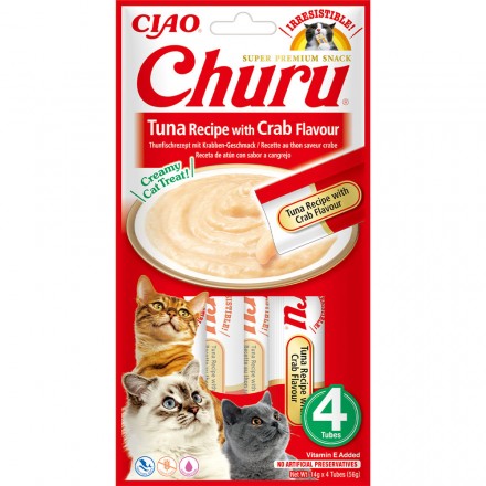 INABA Churu лакомство для кошек сливочный мусс с тунцом и крабом 4 шт*14 г