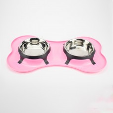 AGILITY двойная металлическая миска на подставке для кошек (розовая) 2x400 мл
