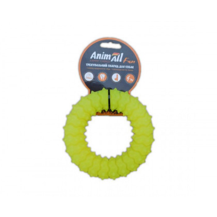 AnimAll Fun іграшка для собак "Кільце з шипами" (жовта) 9 см​