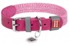 Collar WAUDOG Classic нашийник для собак зі шкіри та бавовни (рожевий) S