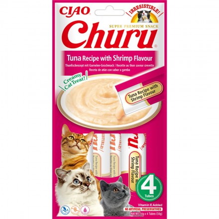 INABA Churu лакомство для кошек сливочный мусс с тунцом и креветками 4 шт*14 г
