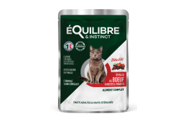 Equilibre & Instinct влажный корм для стерилизованных кошек с говядиной, фасолью и томатами в соусе 85г*12 шт