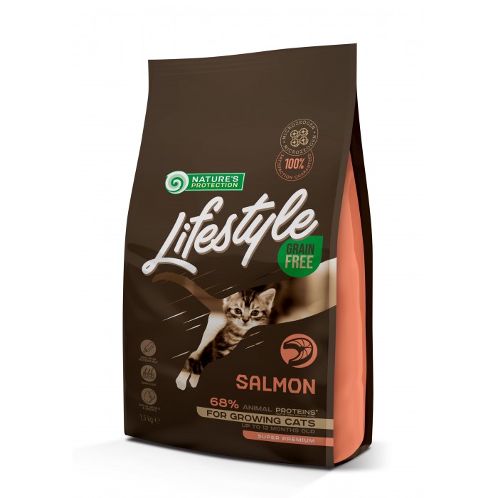 Lifestyle Grain Free Salmon Kitten сухой корм для котят с лососем 1,5 кг