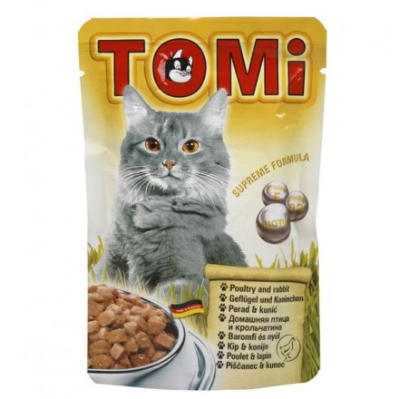 TOMI POULTRY RABBIT влажный корм для кошек с птицей и кроликом в соусе 100 г