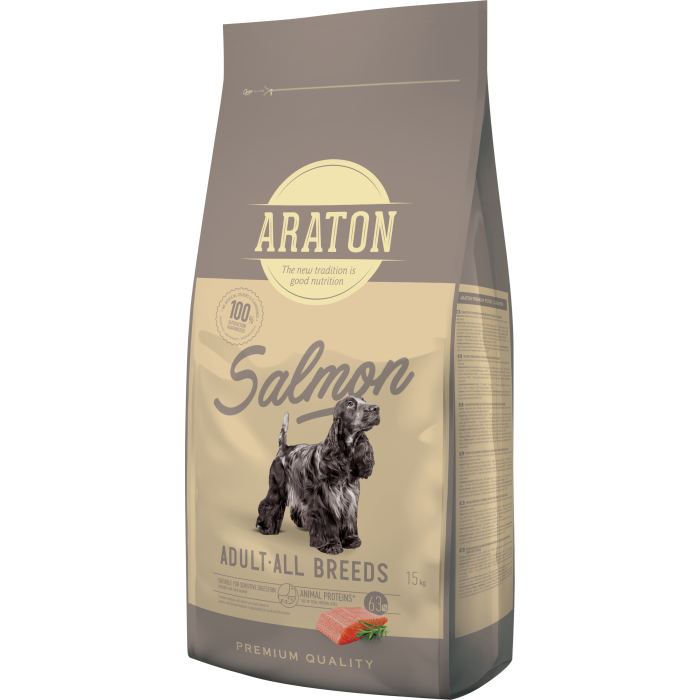 ARATON SALMON Adult All Breeds сухой корм для взрослых собак всех пород с лососем 15 кг