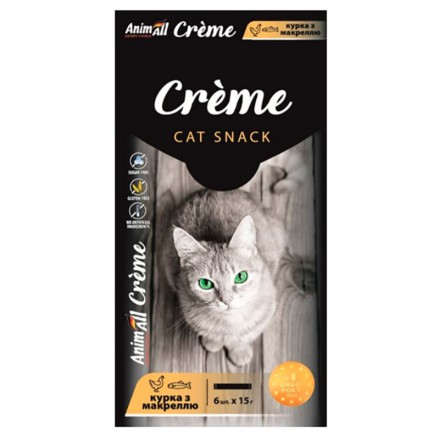 AnimAll Сreme ласощі зі смаком курки та макрелі для котів 6×15 г