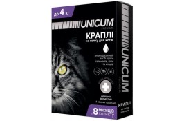 Unicum COMPLEX капли от блох, клещей и гельминтов на холке для кошек 0-4 кг