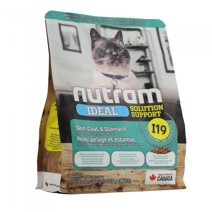 NUTRAM I19 IDEAL SS сухой корм для котов с чувствительным пищеварением с курицей и лососем 0,34 кг