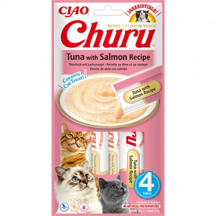 INABA Churu лакомство для кошек сливочный мусс с тунцом и лососем 4 шт*14 г