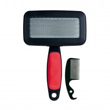 Trixie пуходерка + расческа для ухода за шерстью и подшерстком кошек и собак разных пород 10х13см