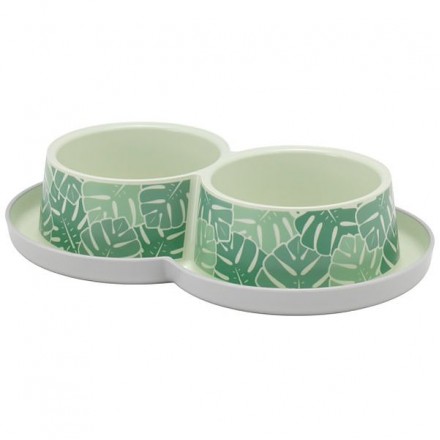 Moderna Trendy Dinner Eden двойная миска для кошек (светло-зелёная) 2х350 мл