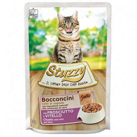 Stuzzy Cat Ham and Veal влажный корм для котов с ветчиной и телятиной в желе 85г*24шт