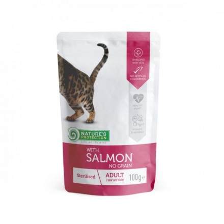 Nature's Protection Sterilised with Salmon для стерилизованных кошек с лососем 100 г*12шт