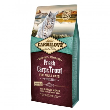 Carnilove Fresh Carp and Trout Sterilised for Adult cats с карпом и форелью для взрослых стерилизованных кошек 6 kg