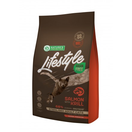 Lifestyle Grain Free Salmon with krill Sterilised Adult Cat для котів з лососем 1,5 кг