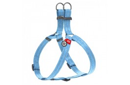 Collar WAUDOG Re-cotton светоотражающая шлея с QR паспортом для собак (голубая) S