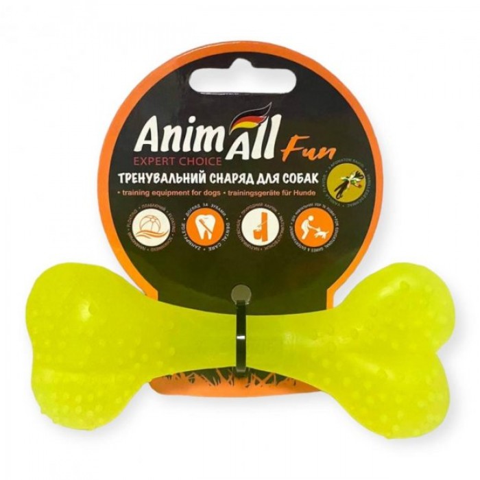 AnimAll Fun іграшка для собак "Кісточка" (жовта) 15 см​