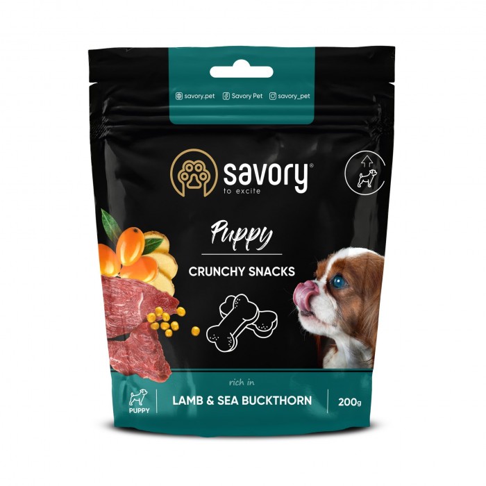 Savory Puppy Crunchy Snack з ягням і обліпихою для цуценят 200г