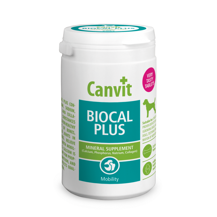 Canvit Biocal Plus харчова добавка для підтримки здоров'я кісток, суглобів і зв'язок собак 500 табл.