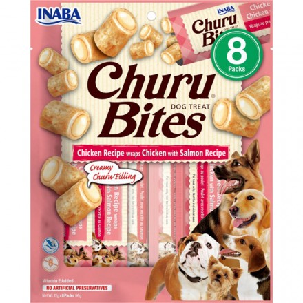 INABA Churu Bites лакомство для собак с курицей и лососем 12 г (8шт/уп)