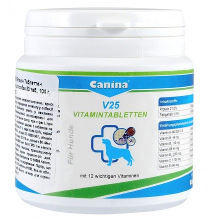 Canina V25 полівітамінний комплекс для собак 100 г/30 таб.