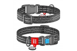 Collar WAUDOG Re-cotton светоотражающий ошейник с QR паспортом для собак (серый) S