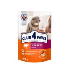 Club 4 Paws Premium влажный корм для кошек с говядиной в желе 100г*24шт