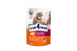 Club 4 Paws Premium влажный корм для кошек с говядиной в желе 100г*24шт