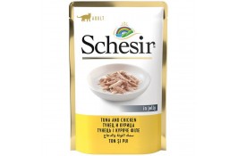 Schesir Tuna and Chicken влажный корм для взрослых котов с тунцом и куриным филе в желе 85 г