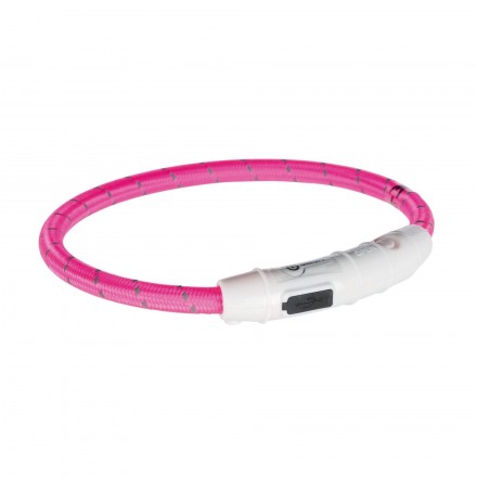 Trixie USB Flash ошейник для собак полиуретановый светящийся (розовий) M-L 45cм/7мм