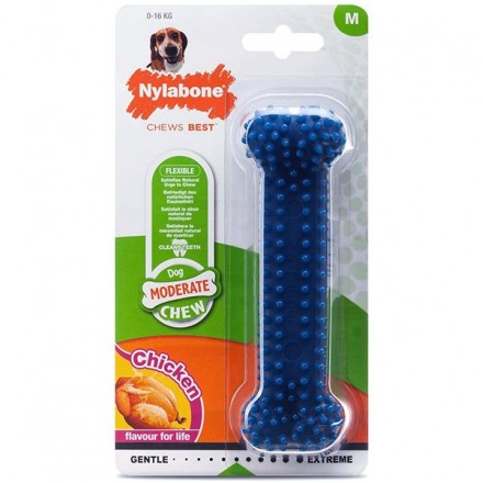 Nylabone Moderate Chew Dental Bone игрушка кость для собак средних пород с ароматом курицы 14,6см