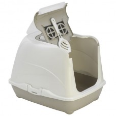 Moderna закрытый туалет для кошек с откидной крышкой (серый/белый)