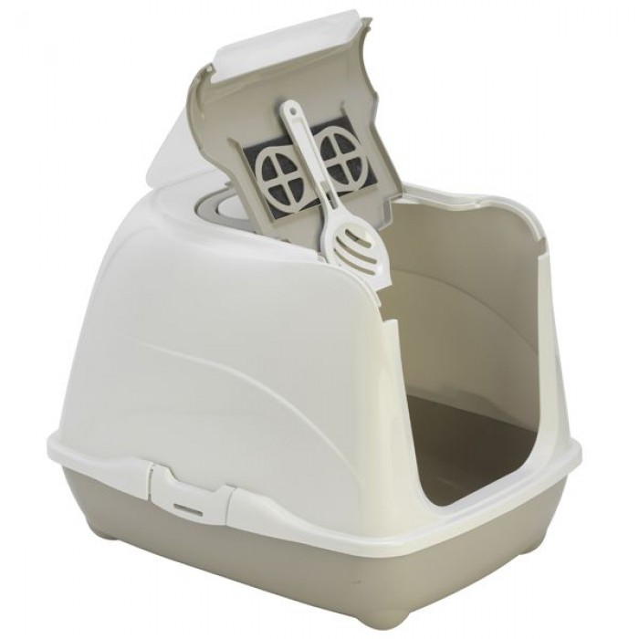 Moderna закрытый туалет для кошек с откидной крышкой (серый/белый)