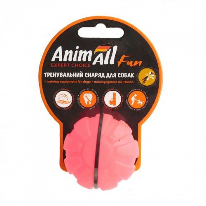AnimAll Fun іграшка для собак "Тренувальний м'яч" (коралова) 5 см​