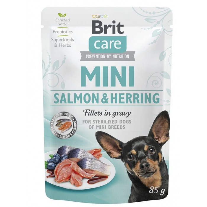 Brit Care Mini pouch филе в соусе лосось и сельдь 85g