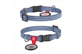 Collar WAUDOG Re-cotton светоотражающий ошейник с QR паспортом для котов и собак (синий) XS