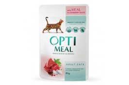 Optimeal Adult Cats влажный корм для котов с телятиной в клюквенном соусе 85 г