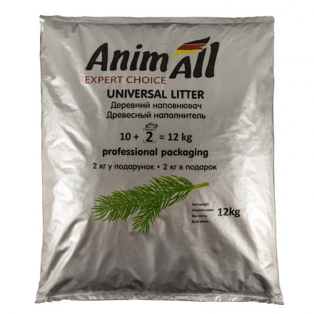 AnimAll деревний наповнювач для котів без аромату 10 + 2 кг у подарунок