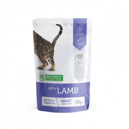 Nature's Protection Sensitive Digestion with Lamb влажный корм для кошек с ягненком в соусе 100 г*12шт