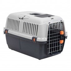 Bergamo Iata Bracco Travel 3 переноска с металлической дверцей и поилкой для собак до 24 кг (серо-черная)