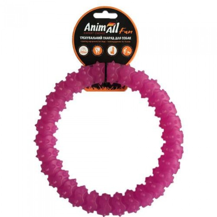 AnimAll Fun іграшка для собак "Кільце з шипами" (фіолетова) 20 см​