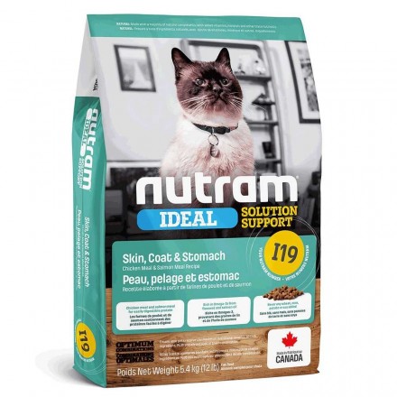 NUTRAM I19 IDEAL SS сухой корм для котов с чувствительным пищеварением с курицей и лососем 5,4 кг