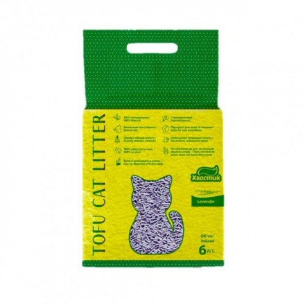 Tofu Cat Litter Lavender соевый наполнитель Тофу Хвостик для кошек с ароматом лаванды 6 л