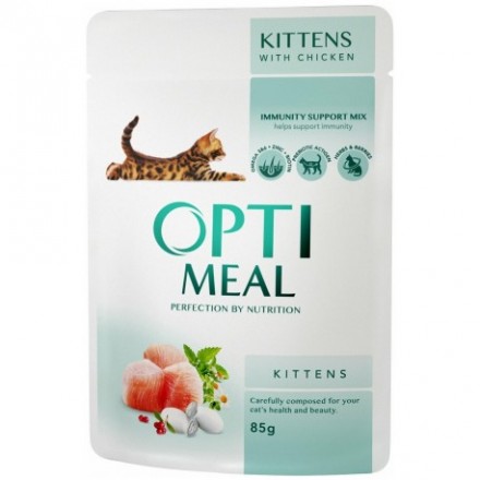 Optimeal for Kittens with Chicken влажный корм для котят с курицей в соусе 85 г