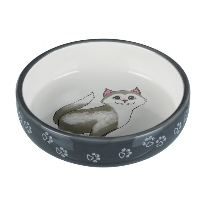 Trixie керамическая миска для перса серая 0,3 л/15 см