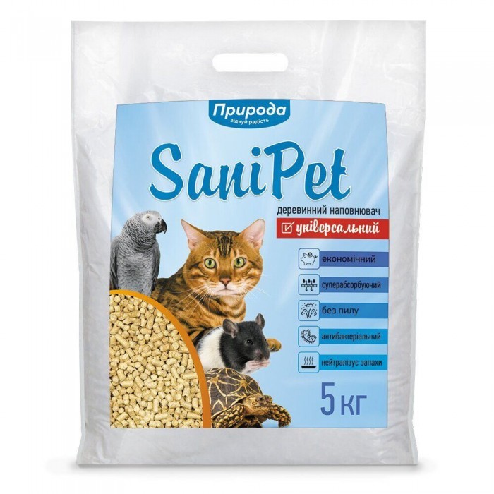SANI PET "Універсальний" деревний наповнювач для котів без аромату 5 кг